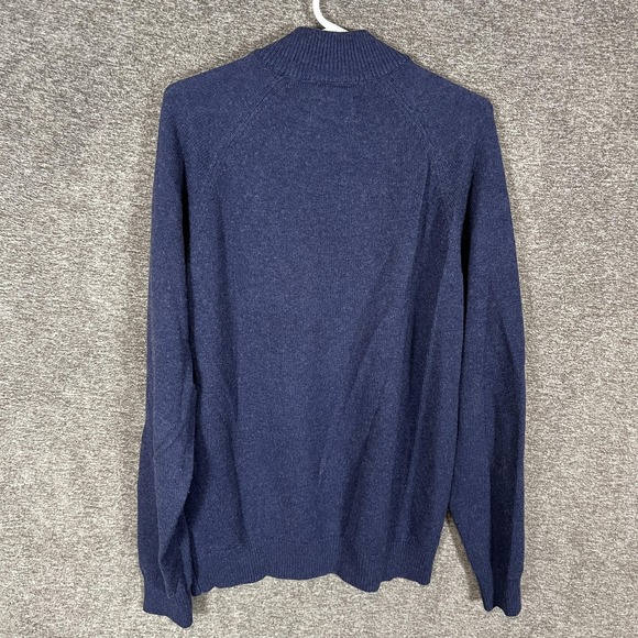 UNTUCKit Sweater Mens Large Navy Cotton Wool Mock Neck Henley Knit Pullover - Picture 6 of 7